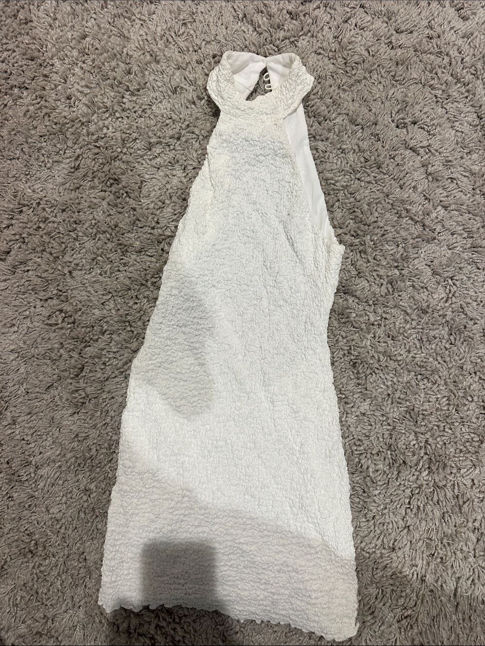 Women’s White Textured Halter Sleep Tank